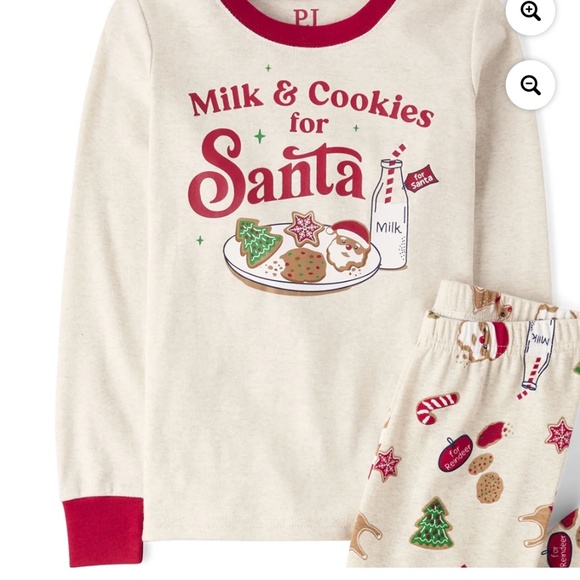 The Children’s Place Unisex Milk & Cookies For Santa 2 PC Pajama Set Size 10 NWT - Picture 2 of 6